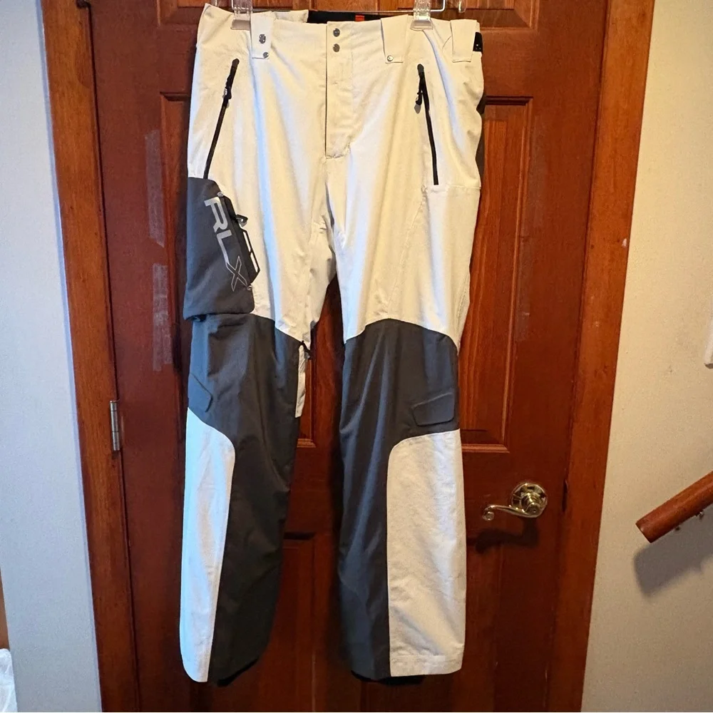 RLX Ralph Lauren Ski Pants Size M White Black Waterproof Snowboard - Picture 11 of 12